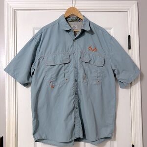 Men’s Realtree Blue Casual Button Down Shirt Lightweight Sz XL
